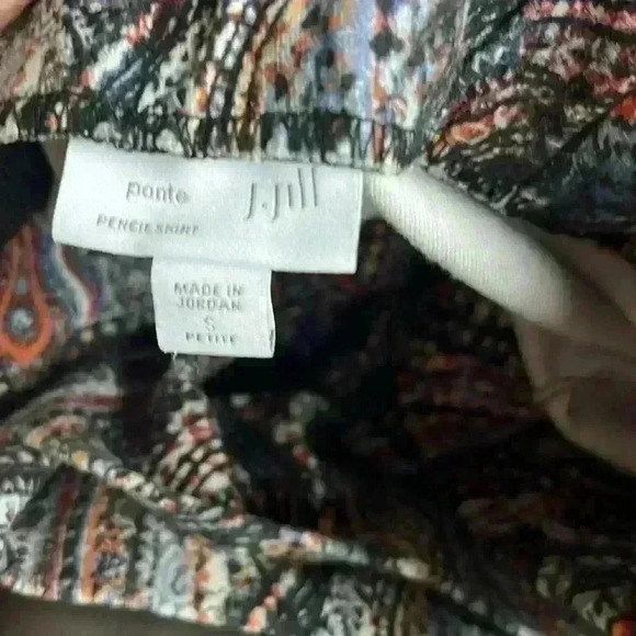 J Jill Pencil Pull On Stretch Skirt Paisley Size Small P office work pencil chic - Picture 3 of 6